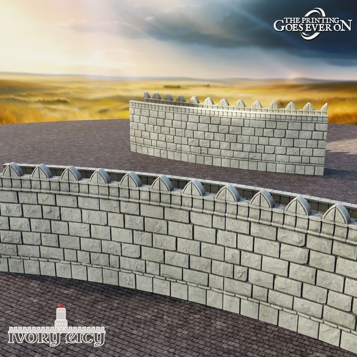 Lightly Curved Wall - Right & Left Facing Battlements